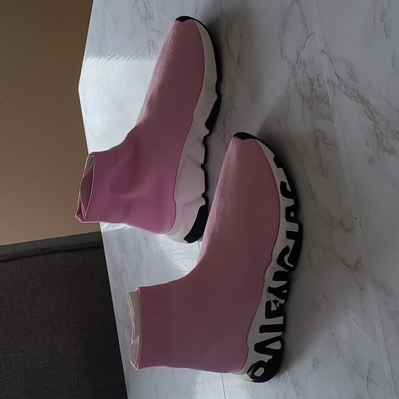 Balenciaga Logo Pink Track Sneakers - Picture 1 of 8